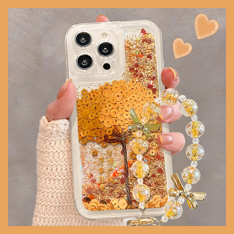 发财树适用于苹果17华为vivo/oppo小米iPhone16pro秋冬流沙手机壳