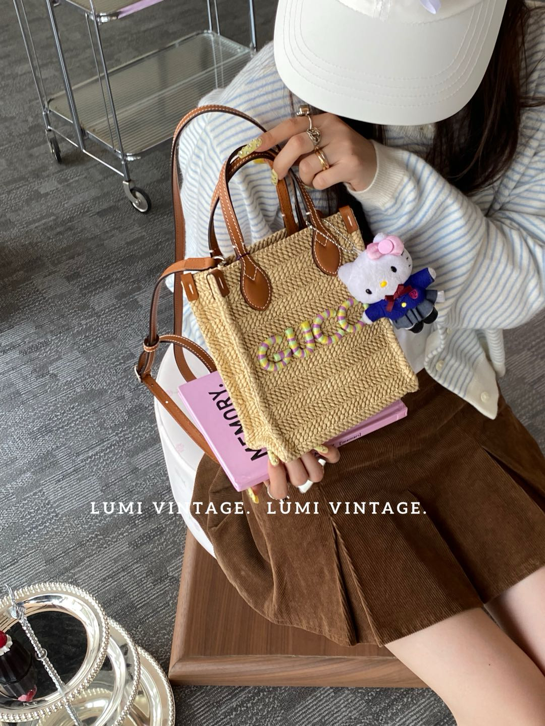 95新 GUCCI/古驰 糖果拉菲草琴谱包51879386