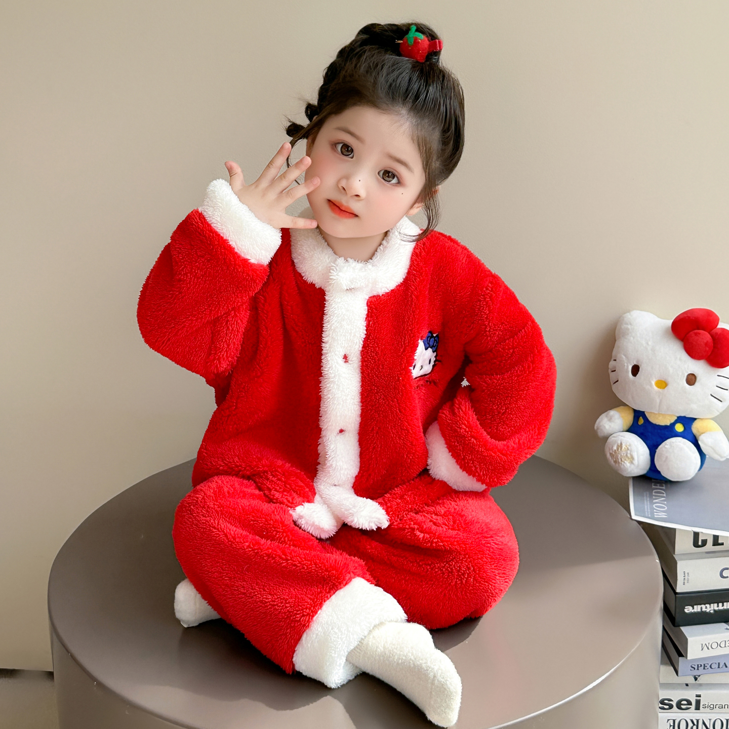 女童睡衣套装2025新款法兰绒秋冬保暖休闲家居服珊瑚绒开衫两件套