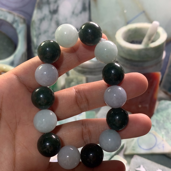 翡翠裸石天然翡翠卡14珠子