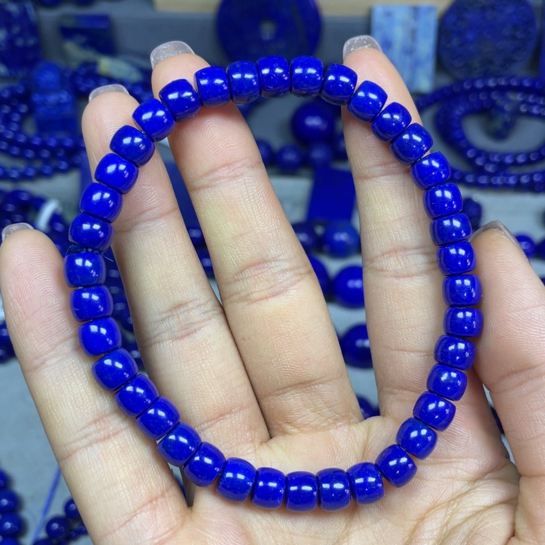 青金石7×5mm老型直切手串未镶嵌一**散