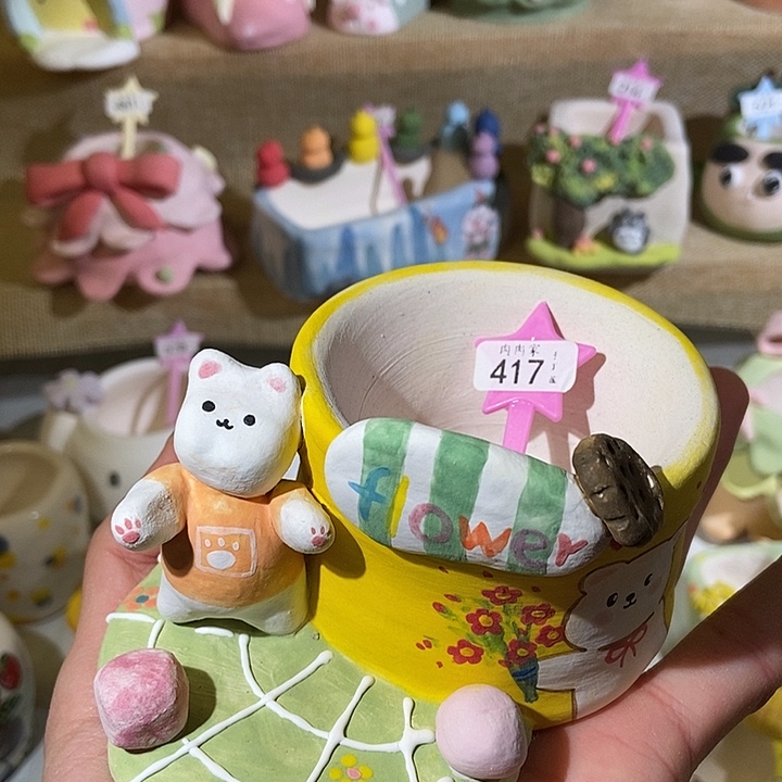 手工手绘盆 满29包邮 417