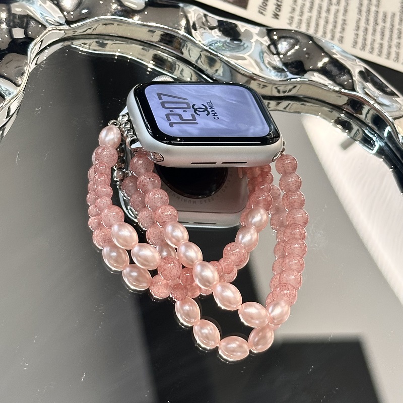 草莓晶适用于s10苹果手表新款腕带高级感S8/S946mm时尚女款42MM