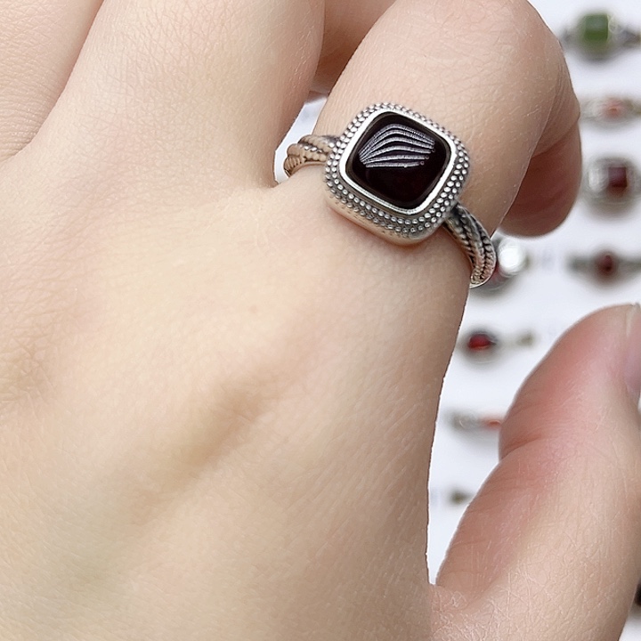 血珀戒指银S925镶嵌天然