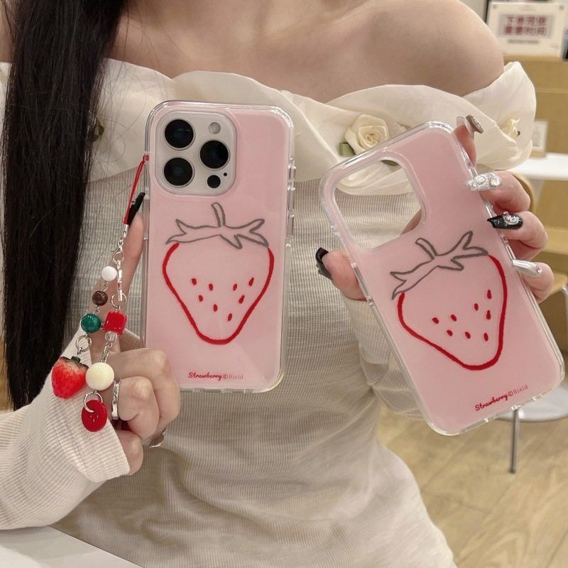 小清新卡通夏日线条草莓适用