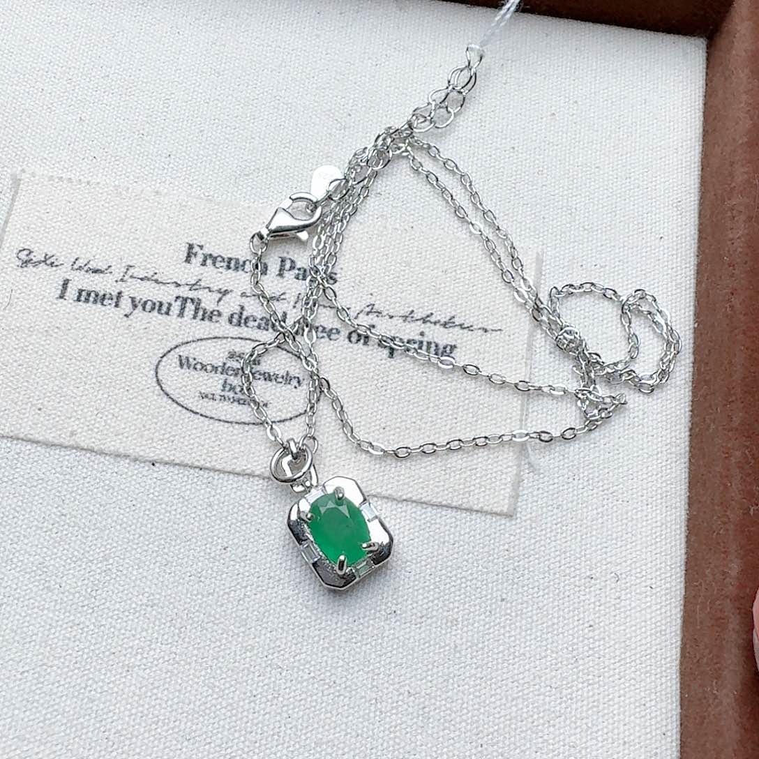 祖母绿颈饰银S925镶嵌