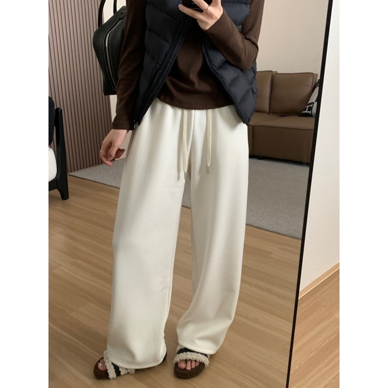 Julychee  加绒加厚雪花绒直筒阔腿裤