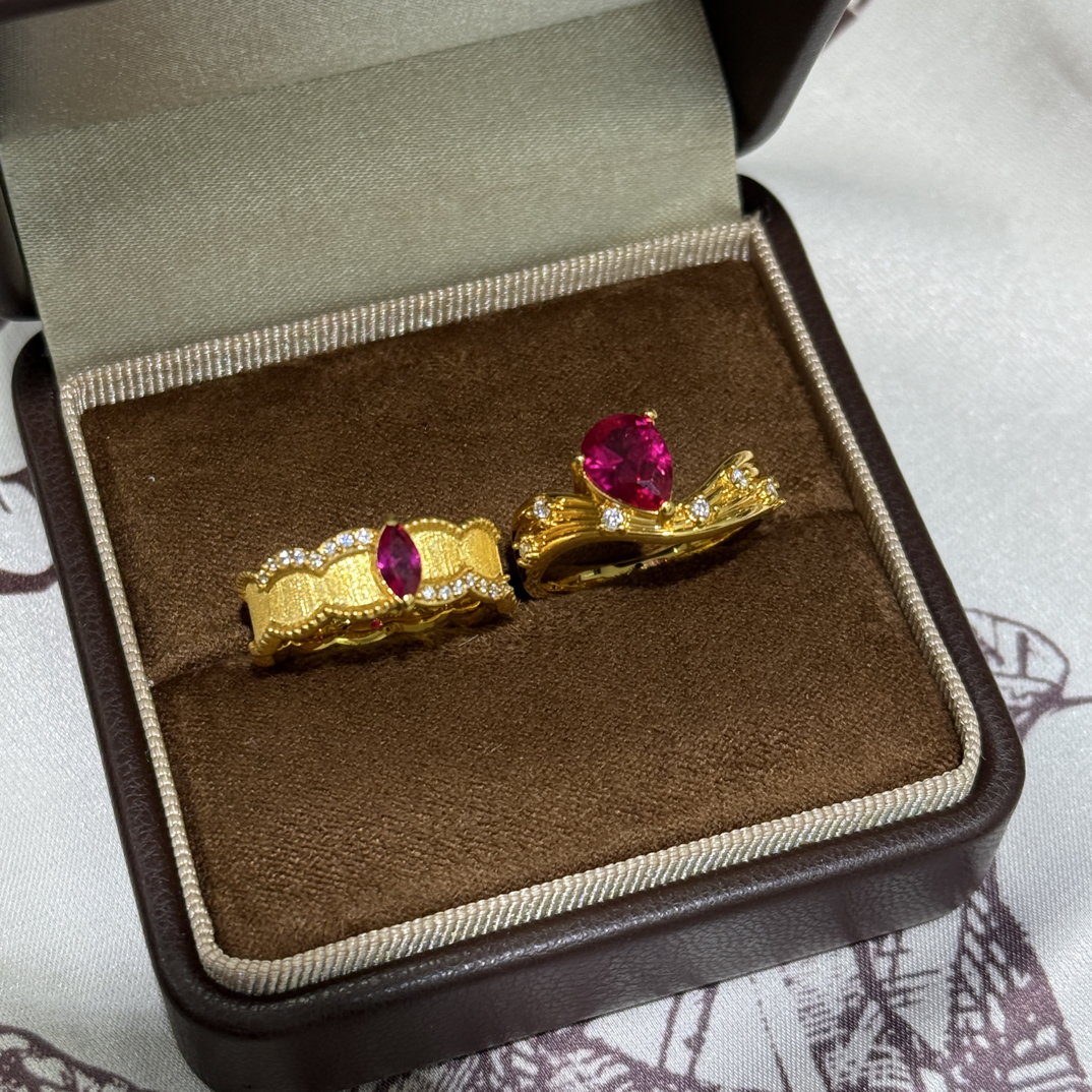 足金999中古红宝戒指送女生圣诞礼物