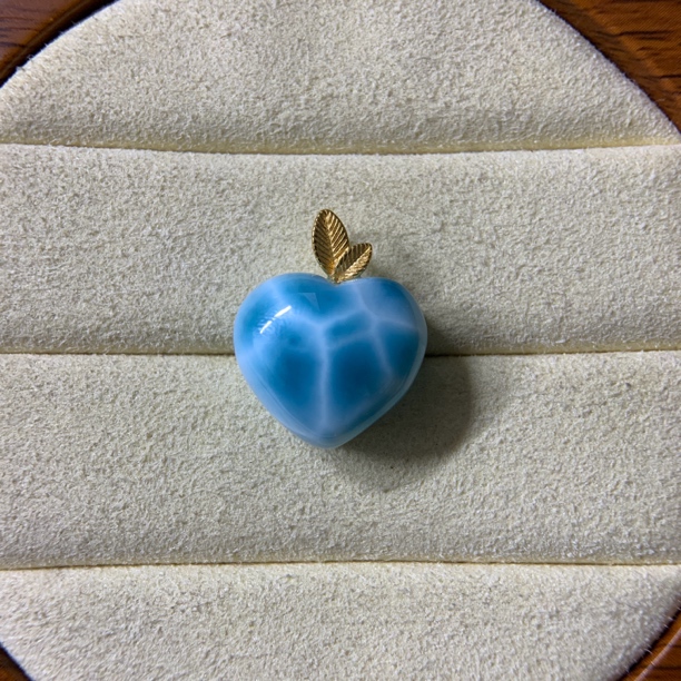 天然海纹石爱心s925银镶嵌吊坠简约百搭时尚收藏款