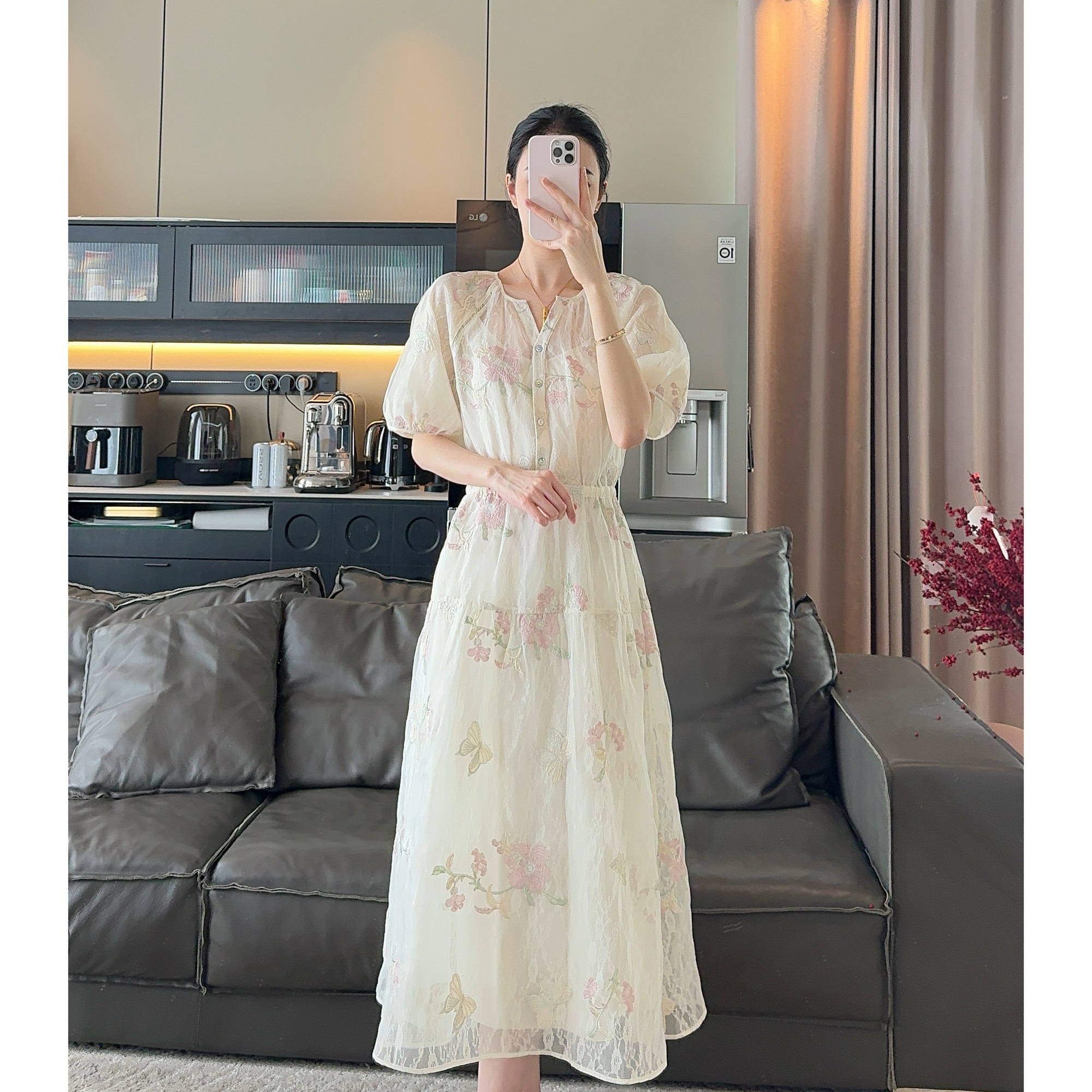 Zwinnie/詹维尼【欧根纱粉刺绣-独家系列】连衣裙 GYT202522