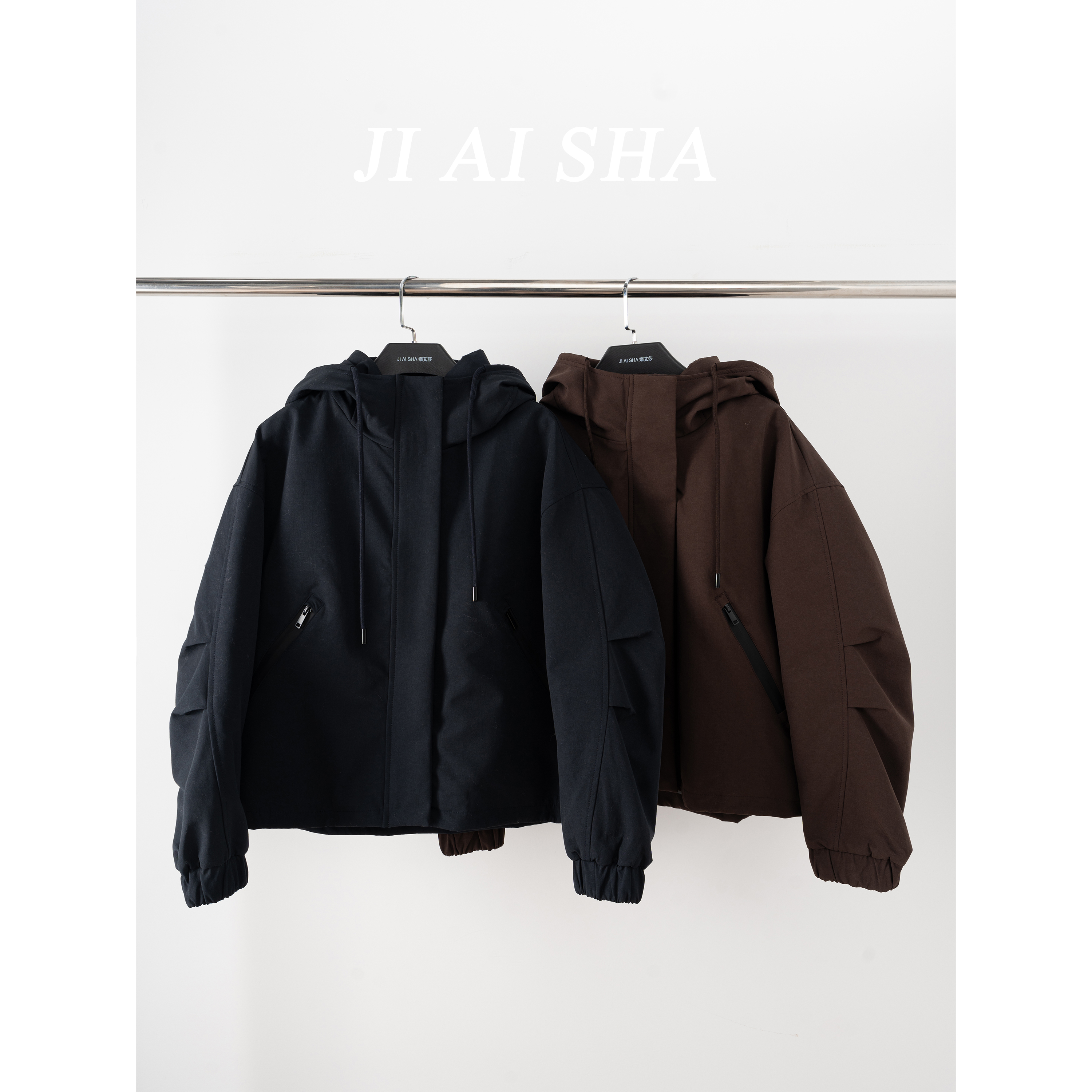 保暖夹克版连帽鸭绒羽绒服9282