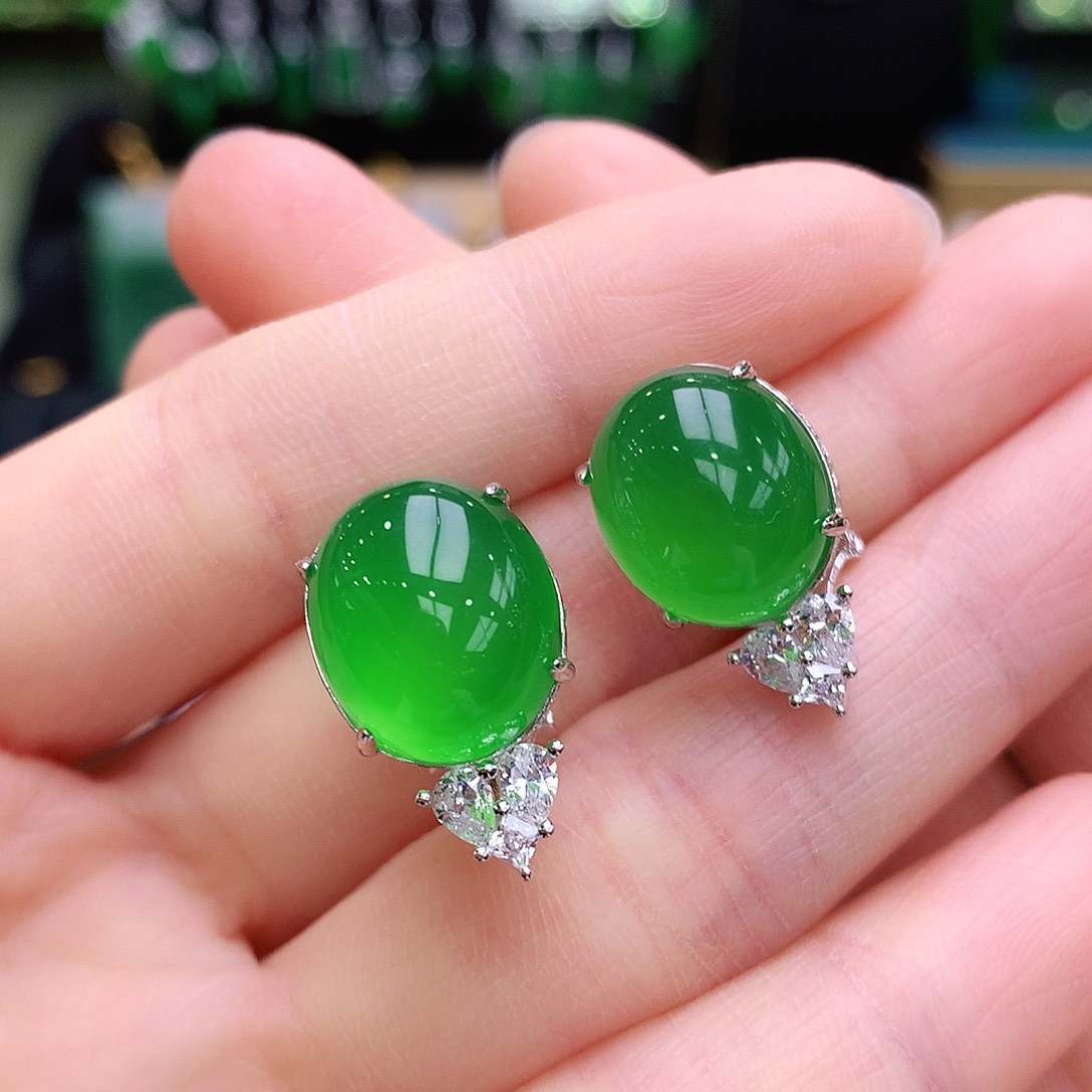 玛瑙/玉髓耳钉银S925镶嵌