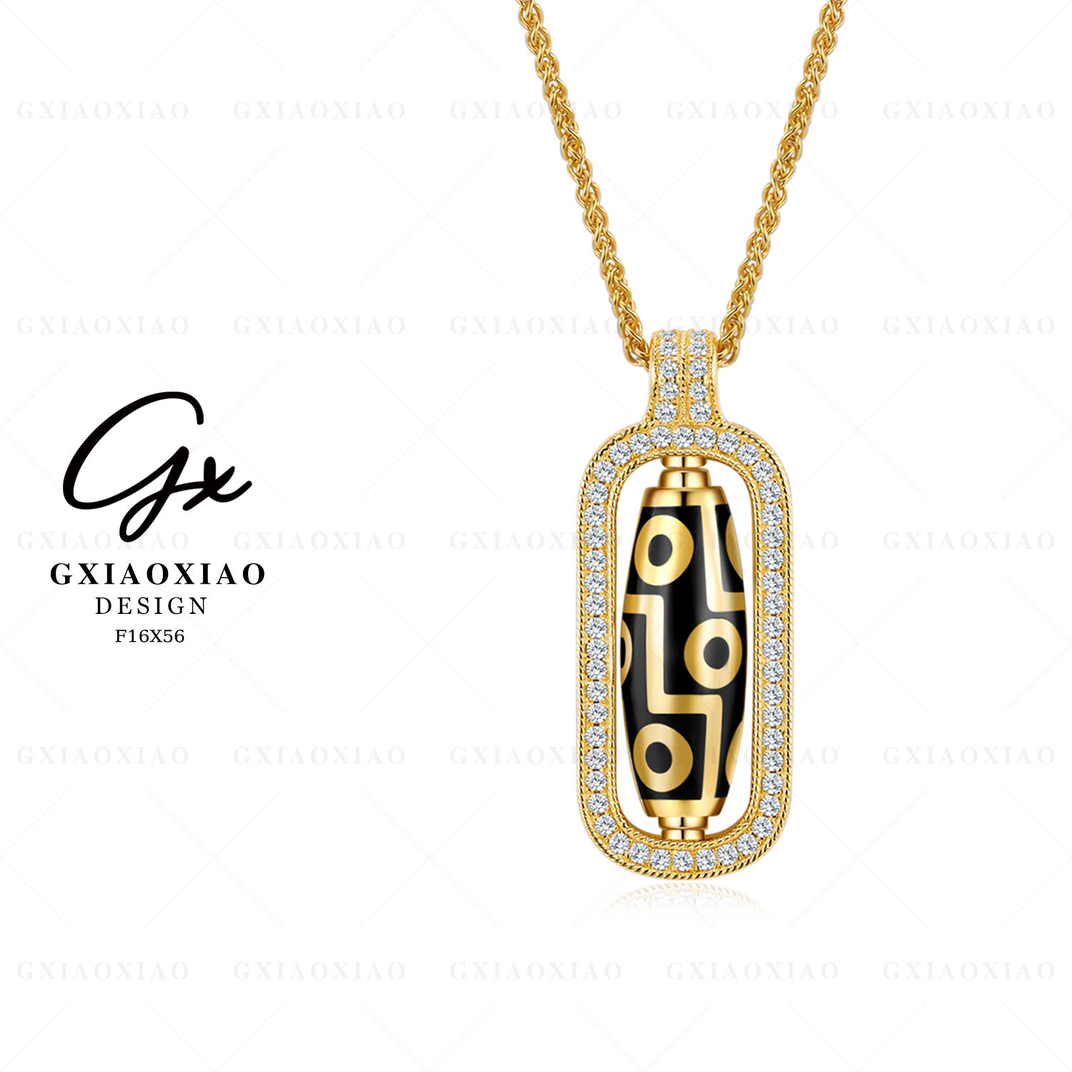 G XIAOXIAO 镀K金 新中式气质复古高级感九眼项链 F16X56