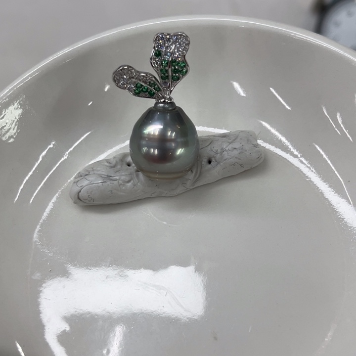 银S925镶嵌海水珍珠颈饰13-14