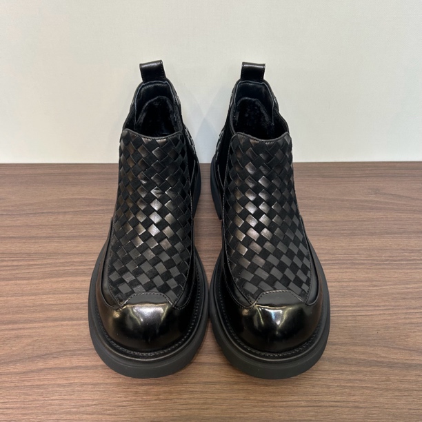 88622-55时尚潮款男士休闲冬季新款简约商务休闲高帮纯皮加绒皮鞋