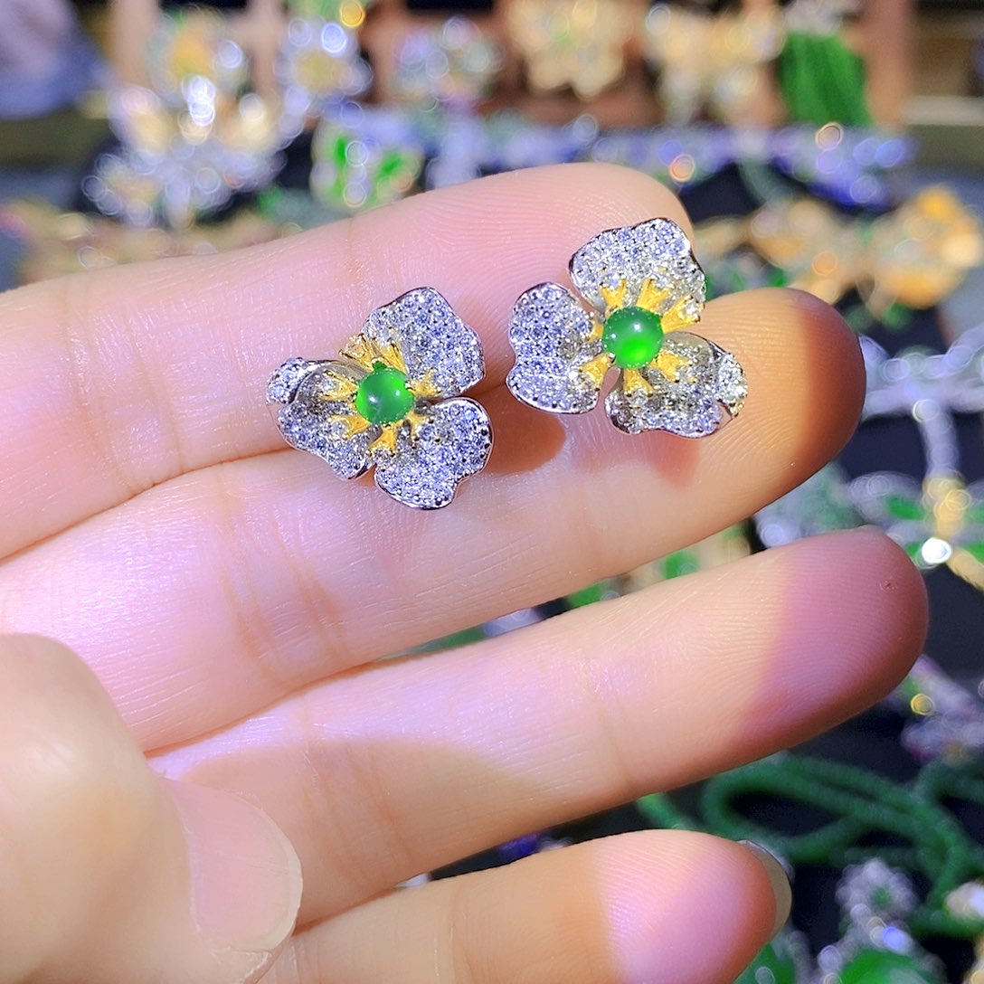 吊坠(不含链)银S925镶嵌翡翠