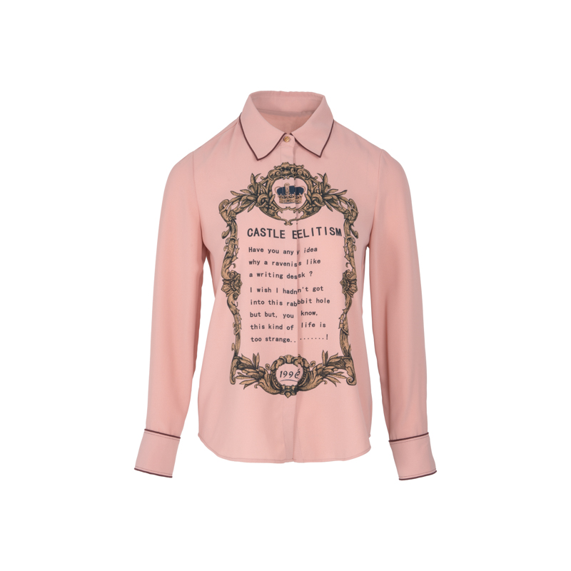 【她翼】春季衬衫长袖时尚休闲百搭打底女士印花轻奢CF2242341168