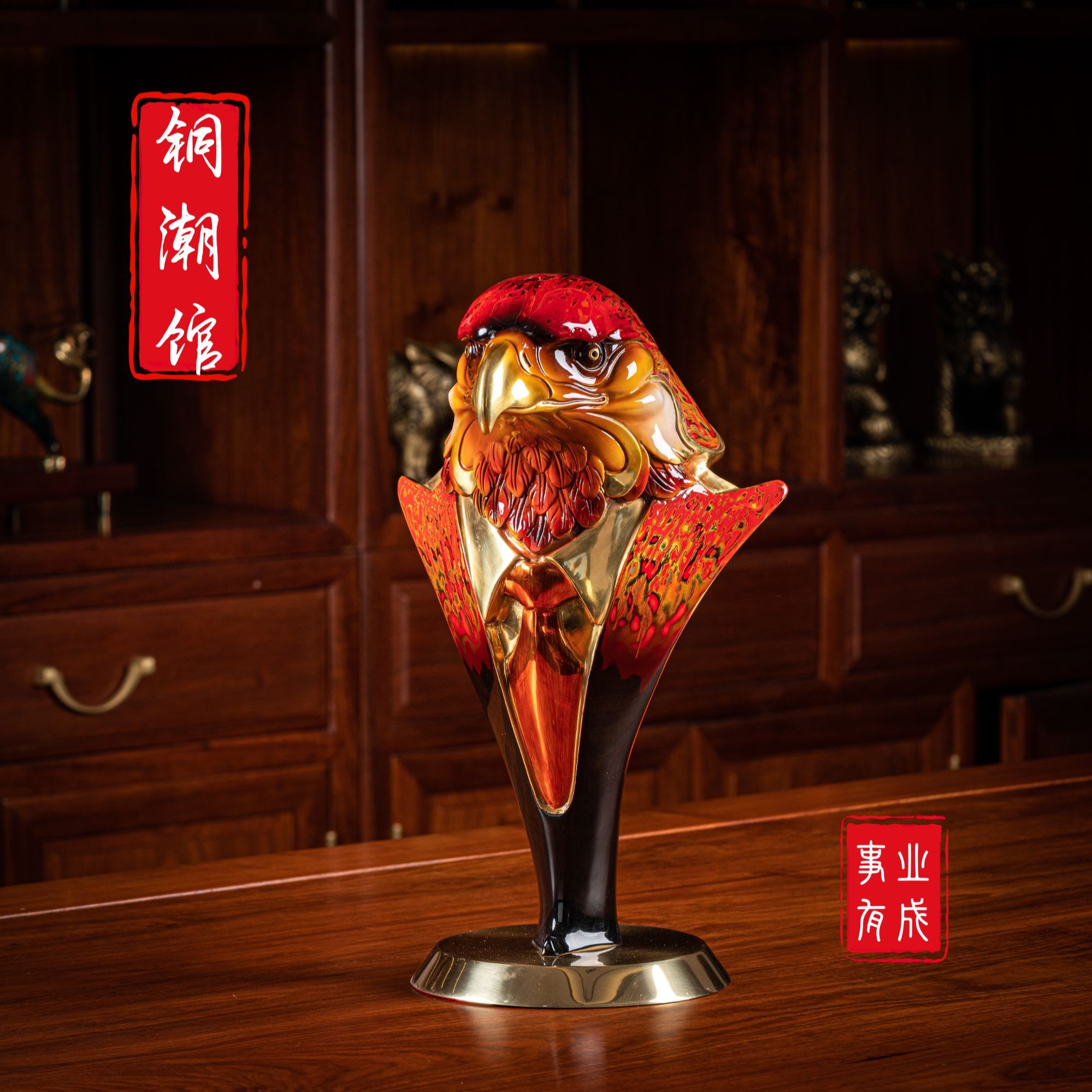 大彩精鹰高档摆件新中式玄关摆设创意