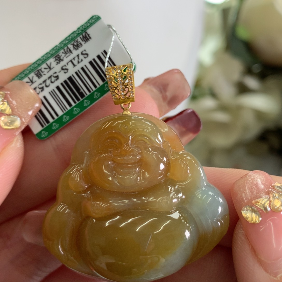 翡翠吊坠(不含链)18K金镶嵌