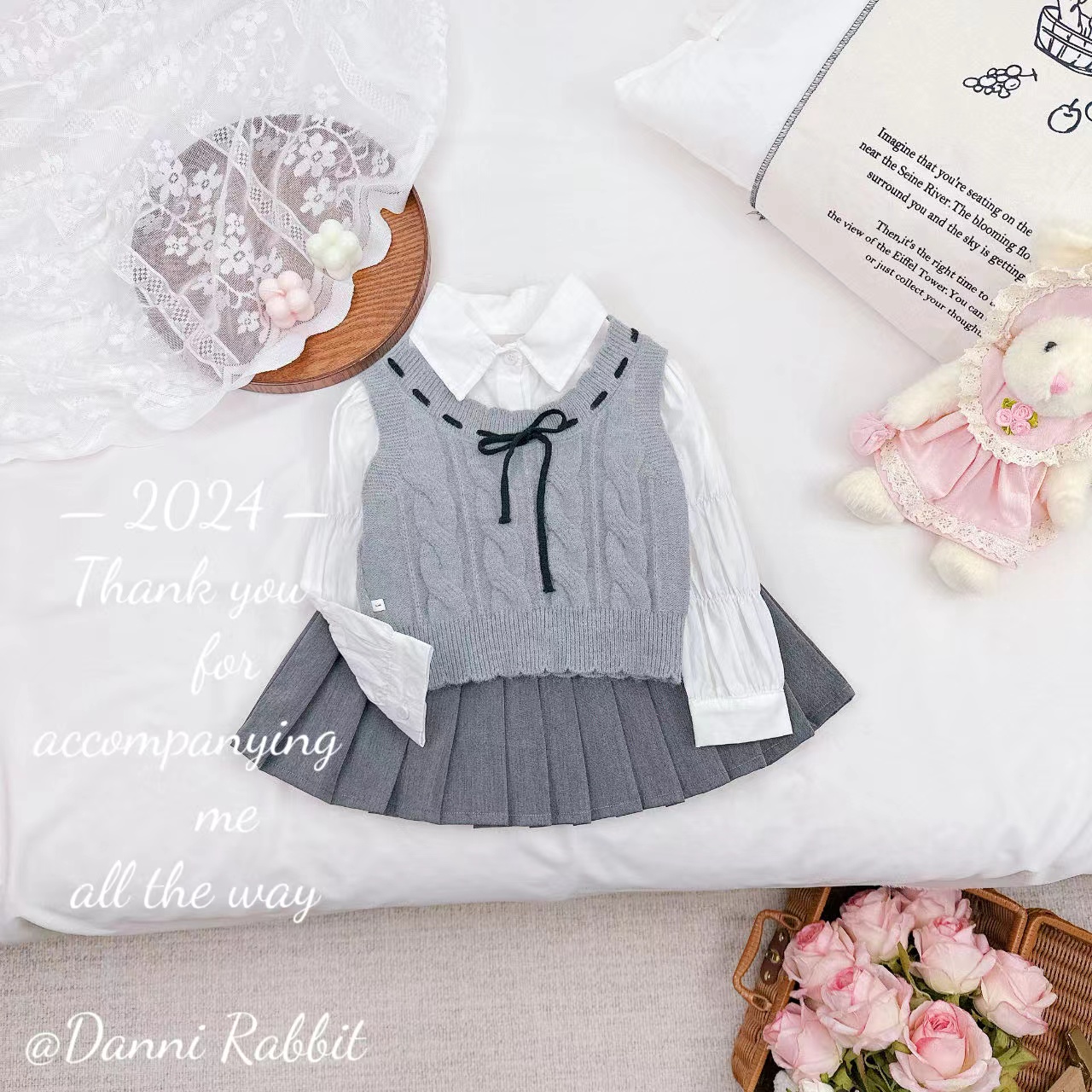 【Dannirabbit】新品洋气潮流学院风女童三件套 D-Z37