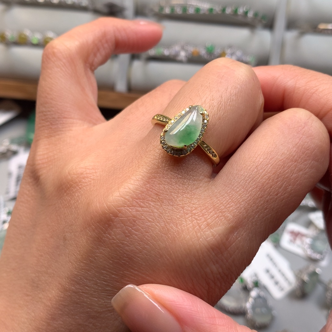 翡翠银S925镶嵌戒指戒指