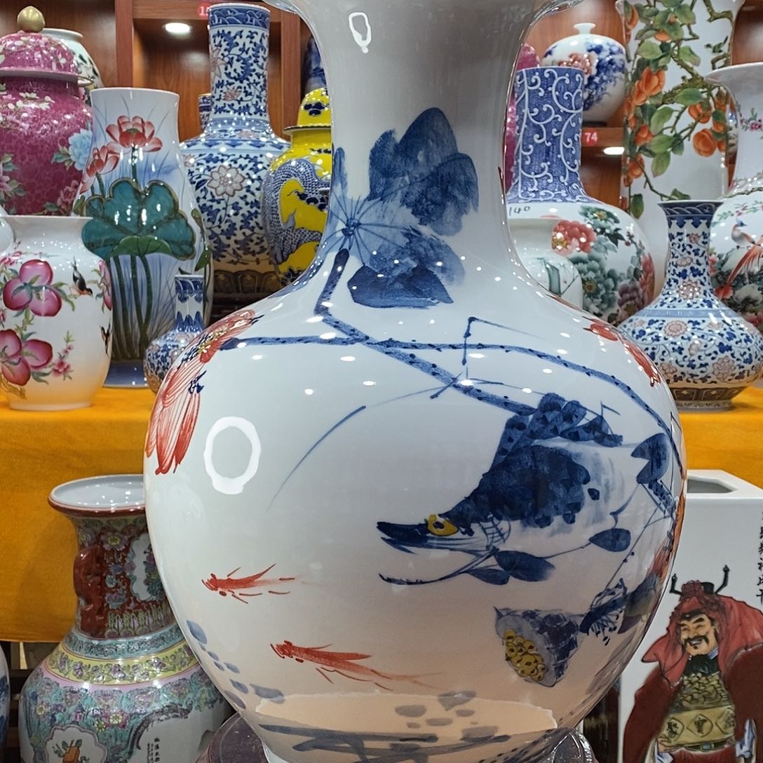 摆件钱*宝景德镇陶瓷青花赏瓶