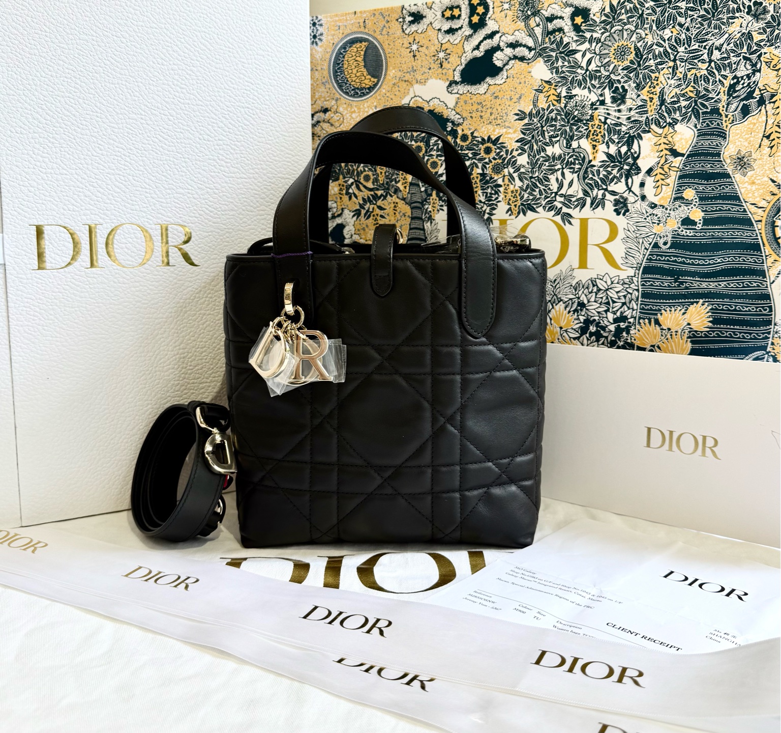 未使用 DIOR/迪奥 迪奥黑金竖版土著小号/0548黑色经典单肩轻奢