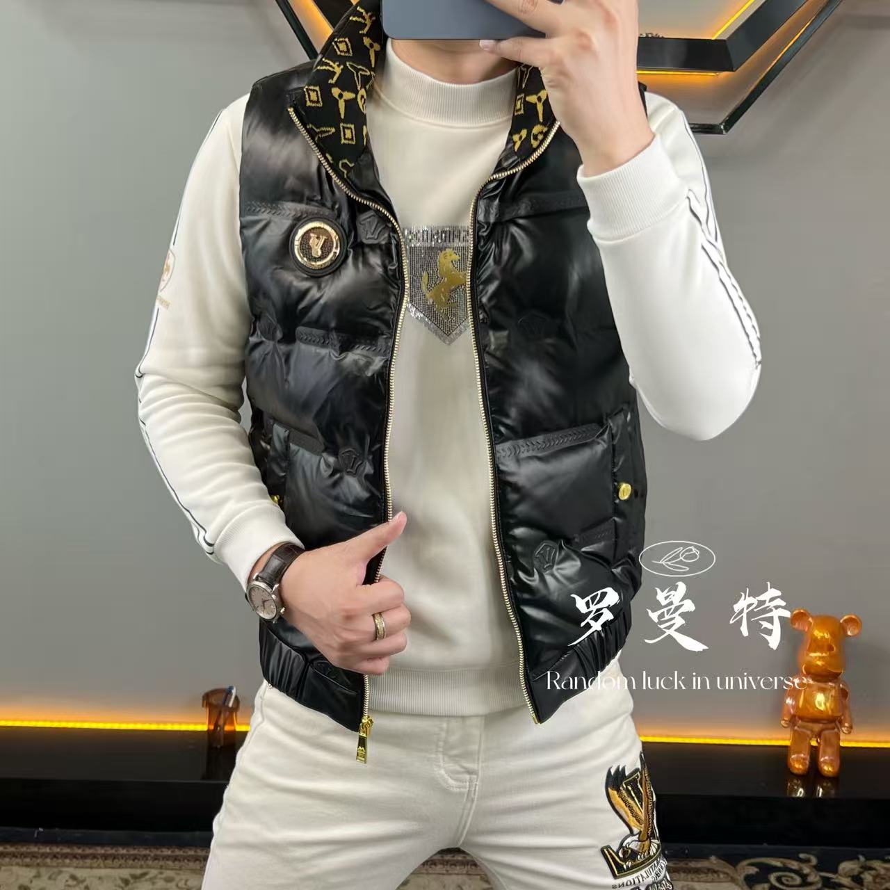 高档男士2025羽绒马甲帅气百搭保暖轻奢气质立领三防免洗外套857