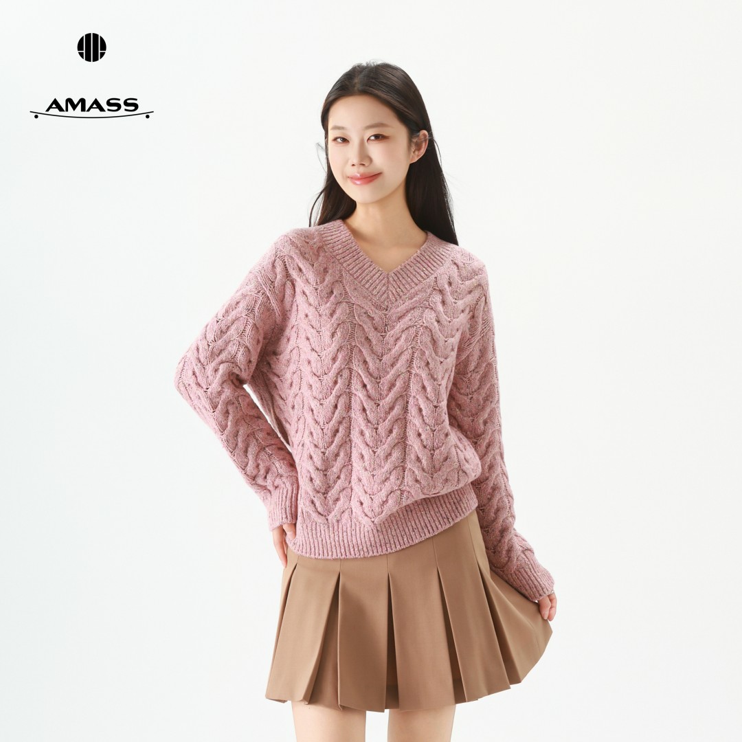 AMASS/阿玛施冬季新款暖系穿搭松弛感气质百搭套头针织衫女538109