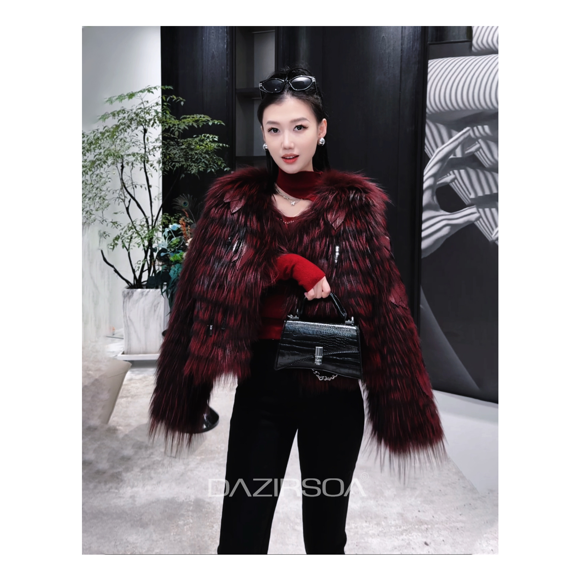 “贵气叶子”芬兰SAGA️高级定制狐狸毛洋气外套 AC202