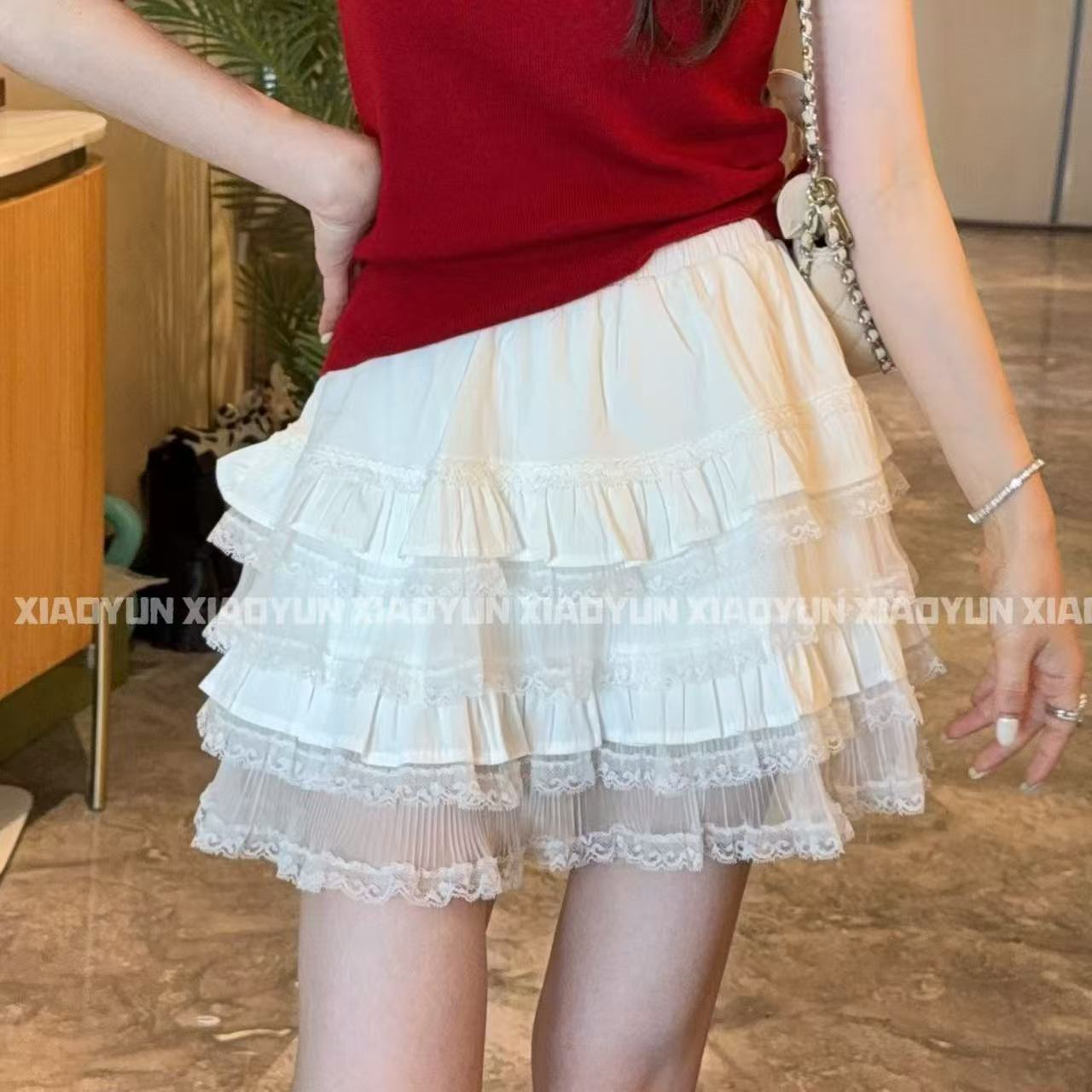 花边蛋糕短裙 小允姐姐2025新款时尚气质高级花边蛋糕短裙