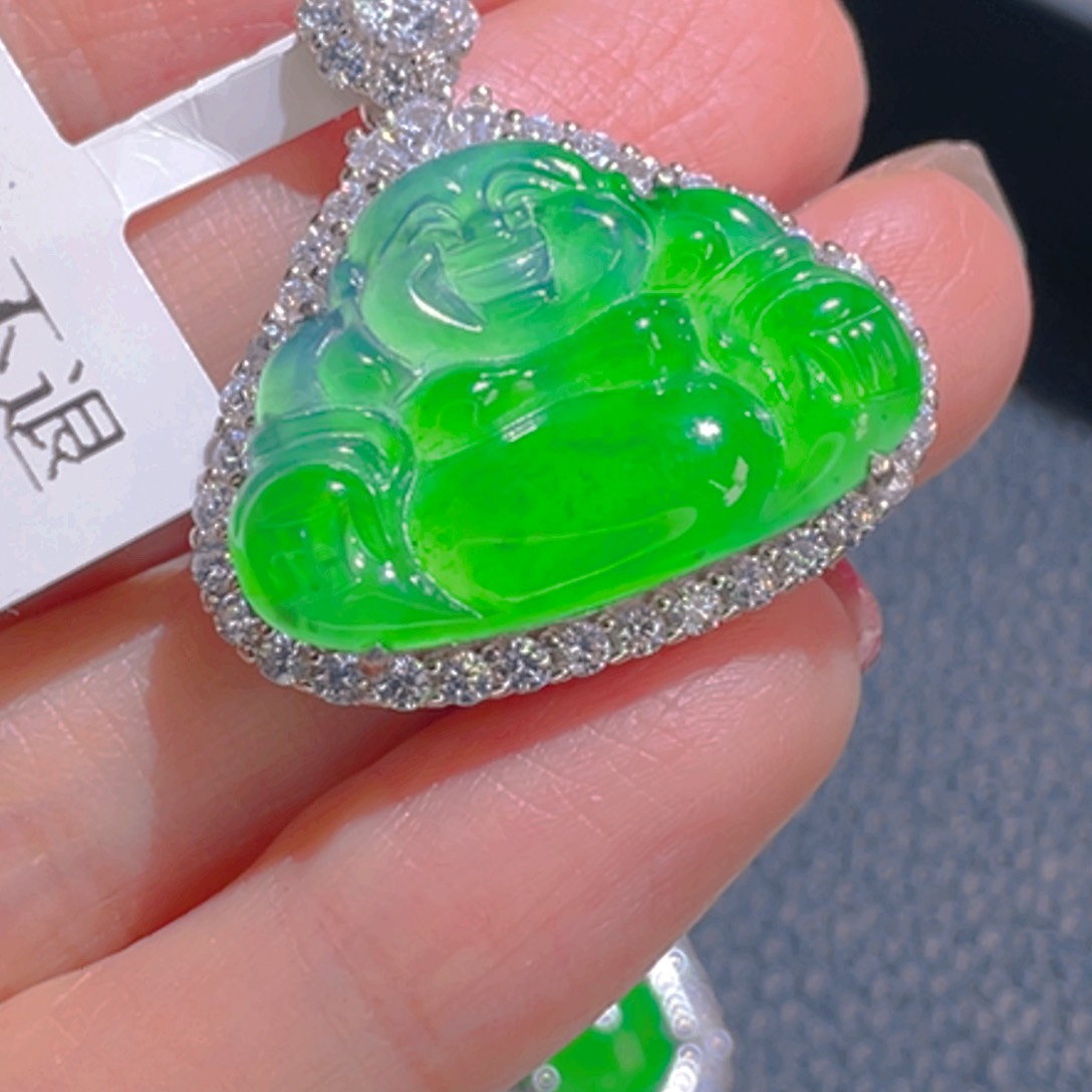 翡翠吊坠(不含链)银S925镶嵌