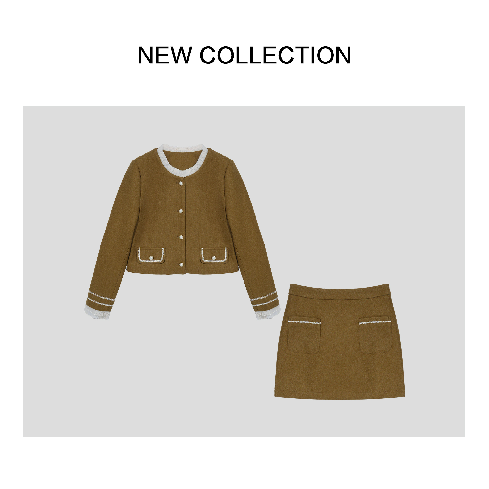 【二姐专属】 经典优雅风中厚款珍珠纽扣套装 D1F58021