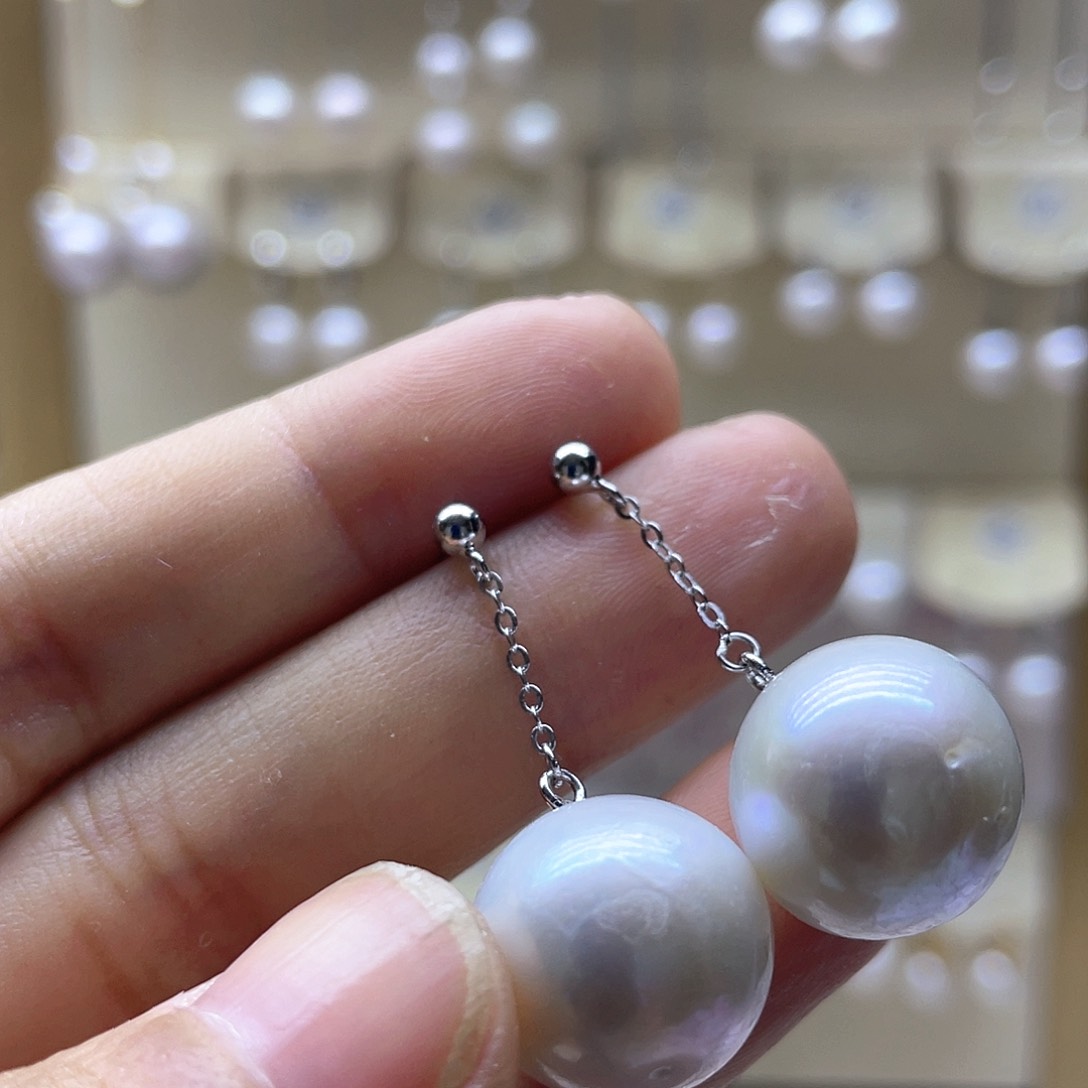 银S925镶嵌淡水珍珠耳饰