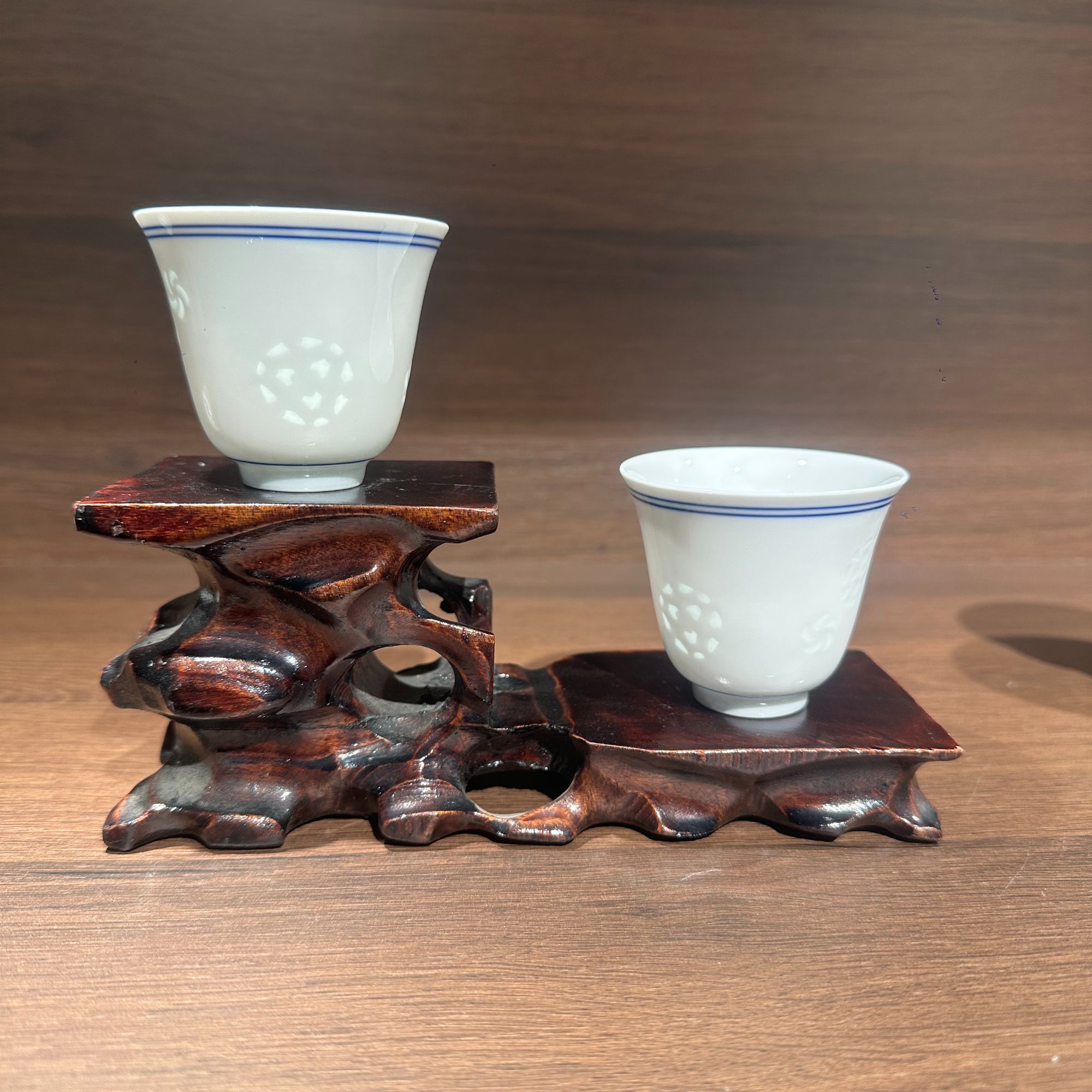 【景德贡品】玲珑皮球花铃铛杯一对