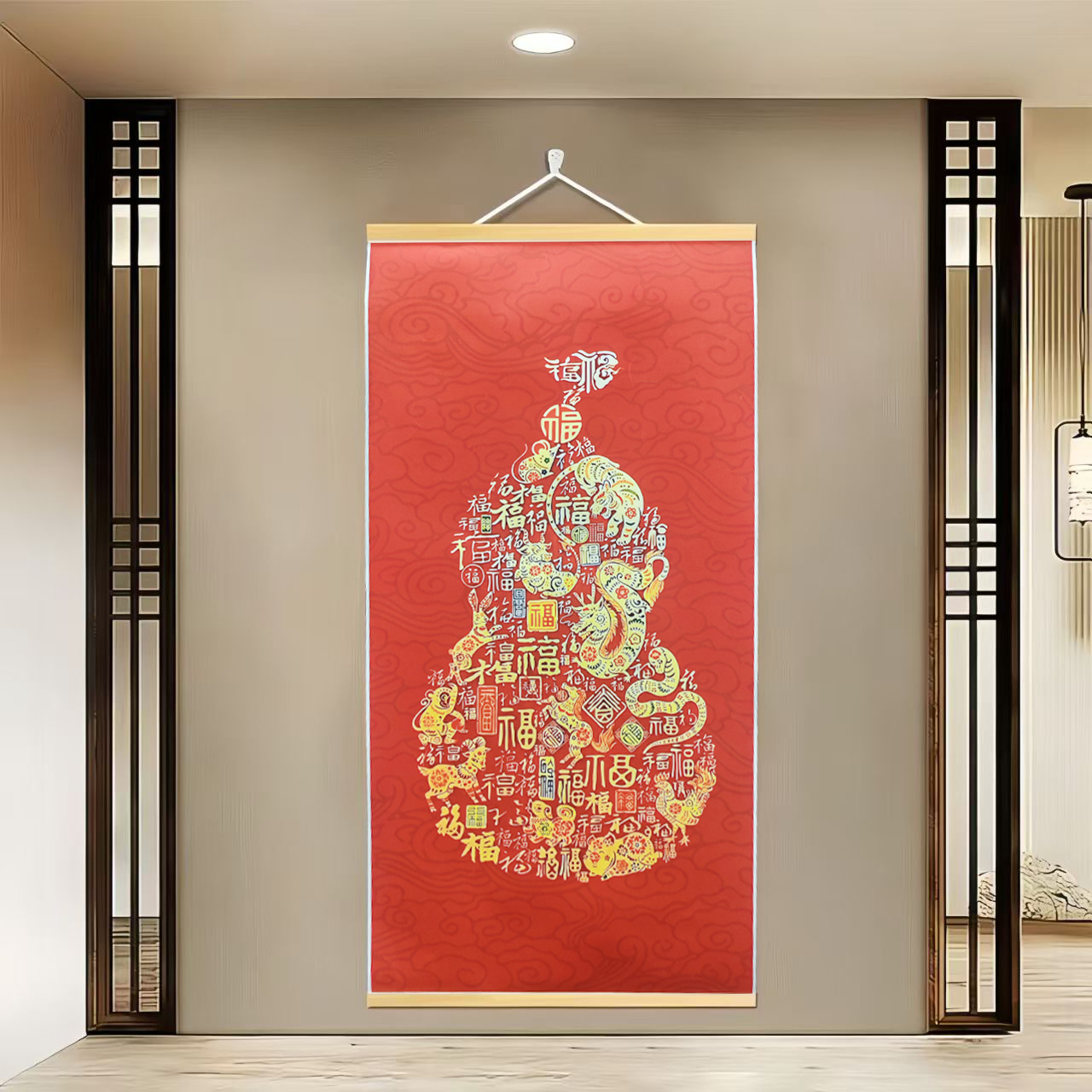 {735福蕴生肖}60x120cm现代简约挂轴装饰画办公室家居装饰画