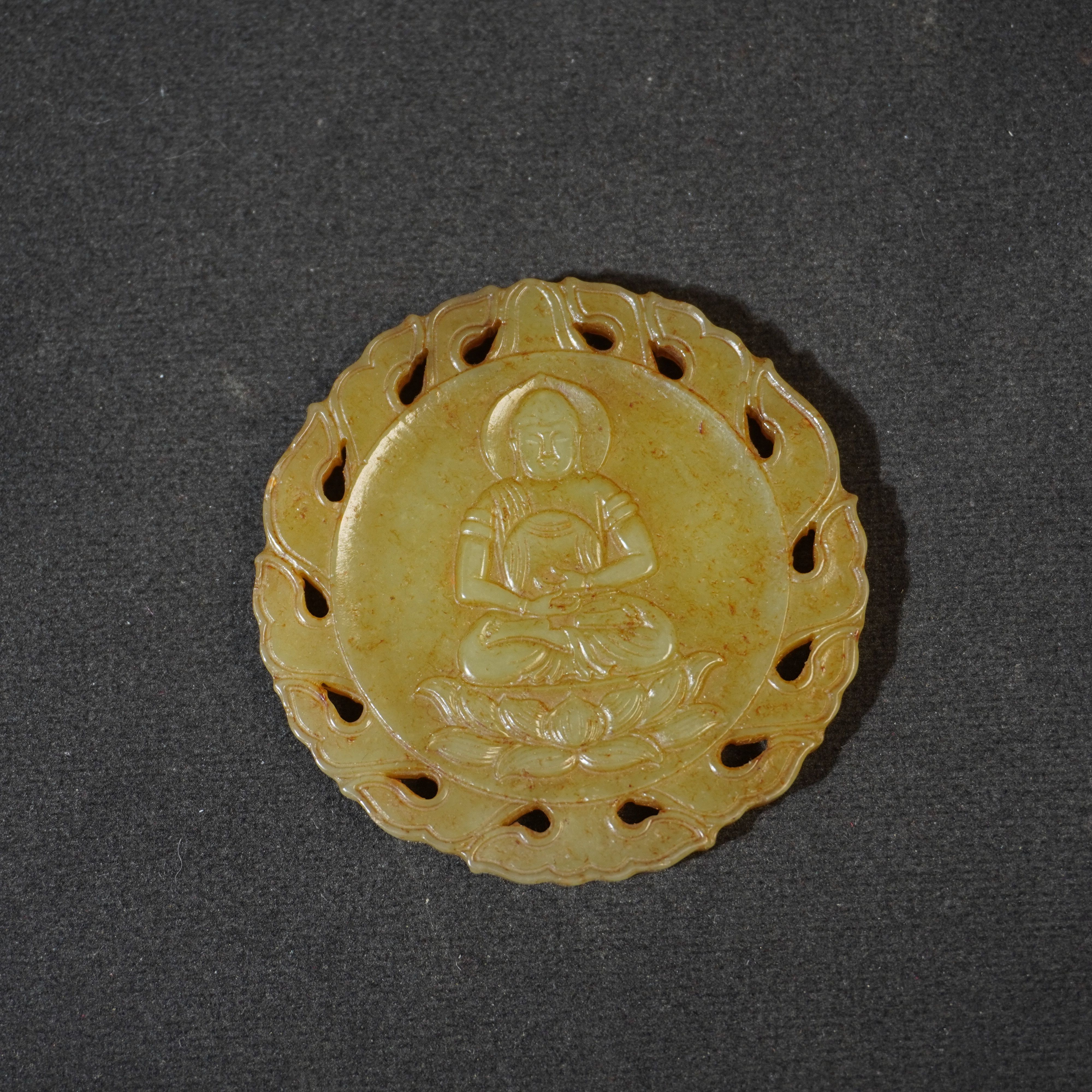 8SH59  清  和田玉佛牌玉佩