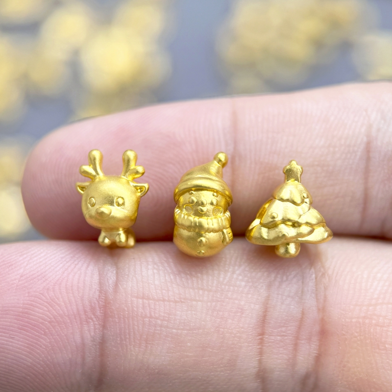 【金哆哆】足金999黄金雪人圣诞鹿圣诞树雪花红绳圣诞节礼物可爱萌