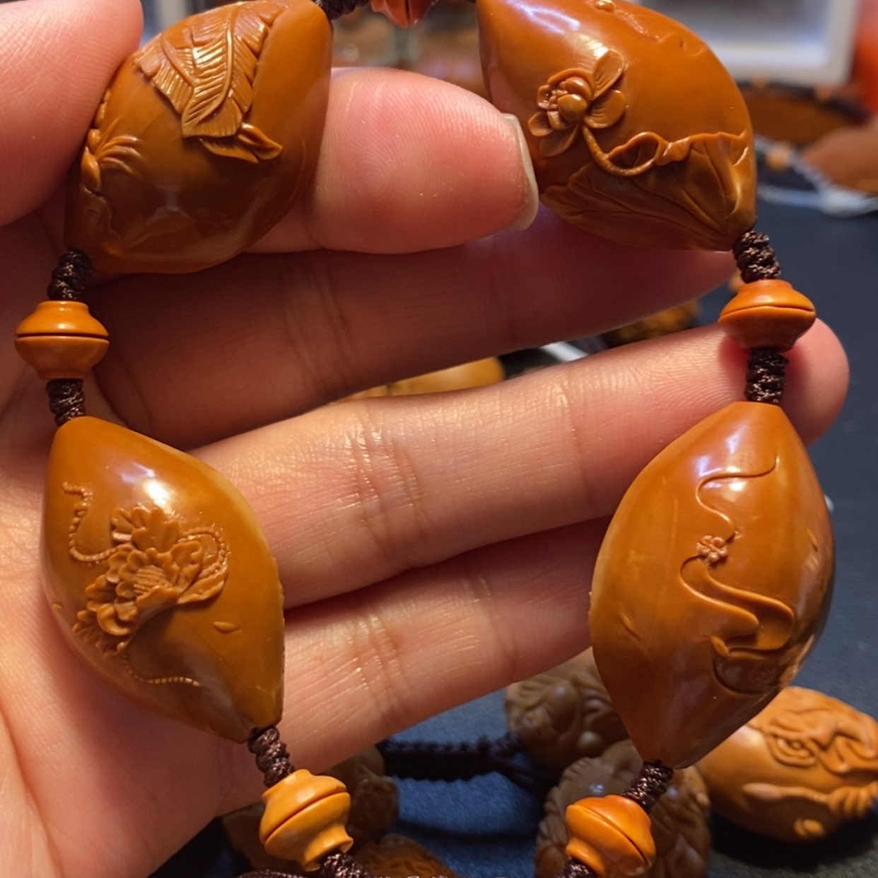 【闪购商品】橄榄核手串/手链贰*亖苏工名家高货百年油核风景四美