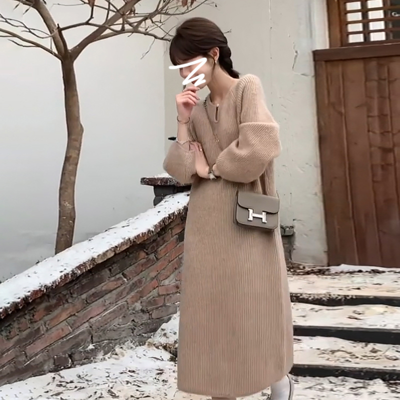 【现货+运补5米】小个子长袖针织连衣裙子女装2025新款秋季穿搭H475