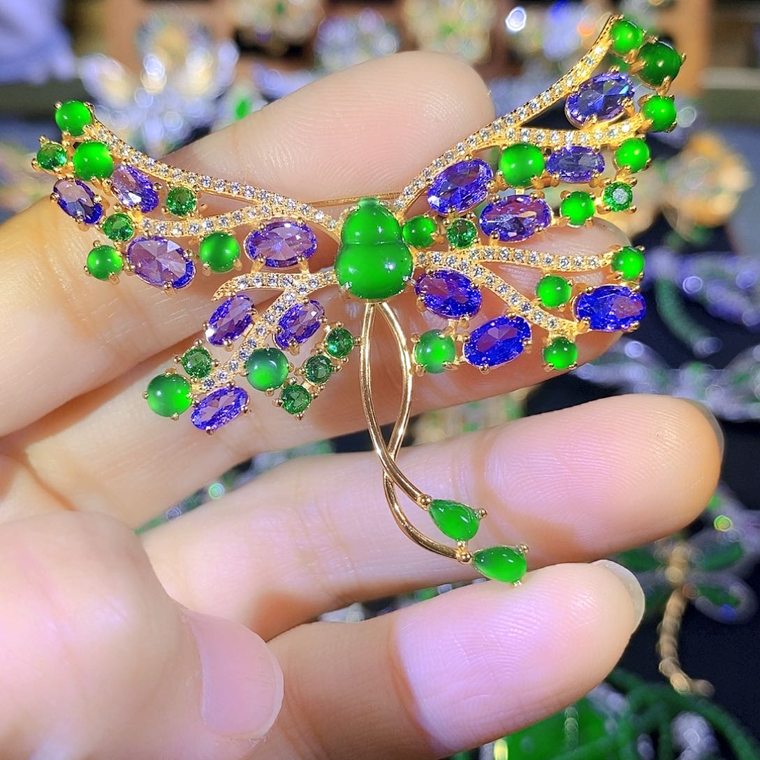 吊坠(不含链)银S925镶嵌翡翠