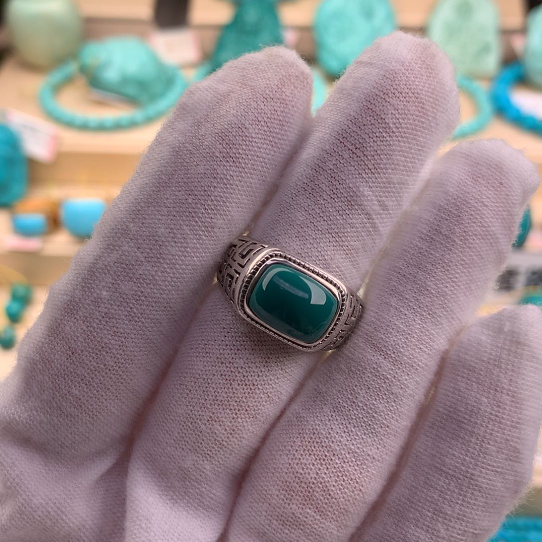 绿松石珠宝奇石银S925镶嵌