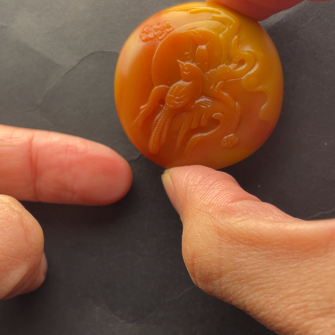 石英质玉黄蜡石挂件未镶嵌心****藏