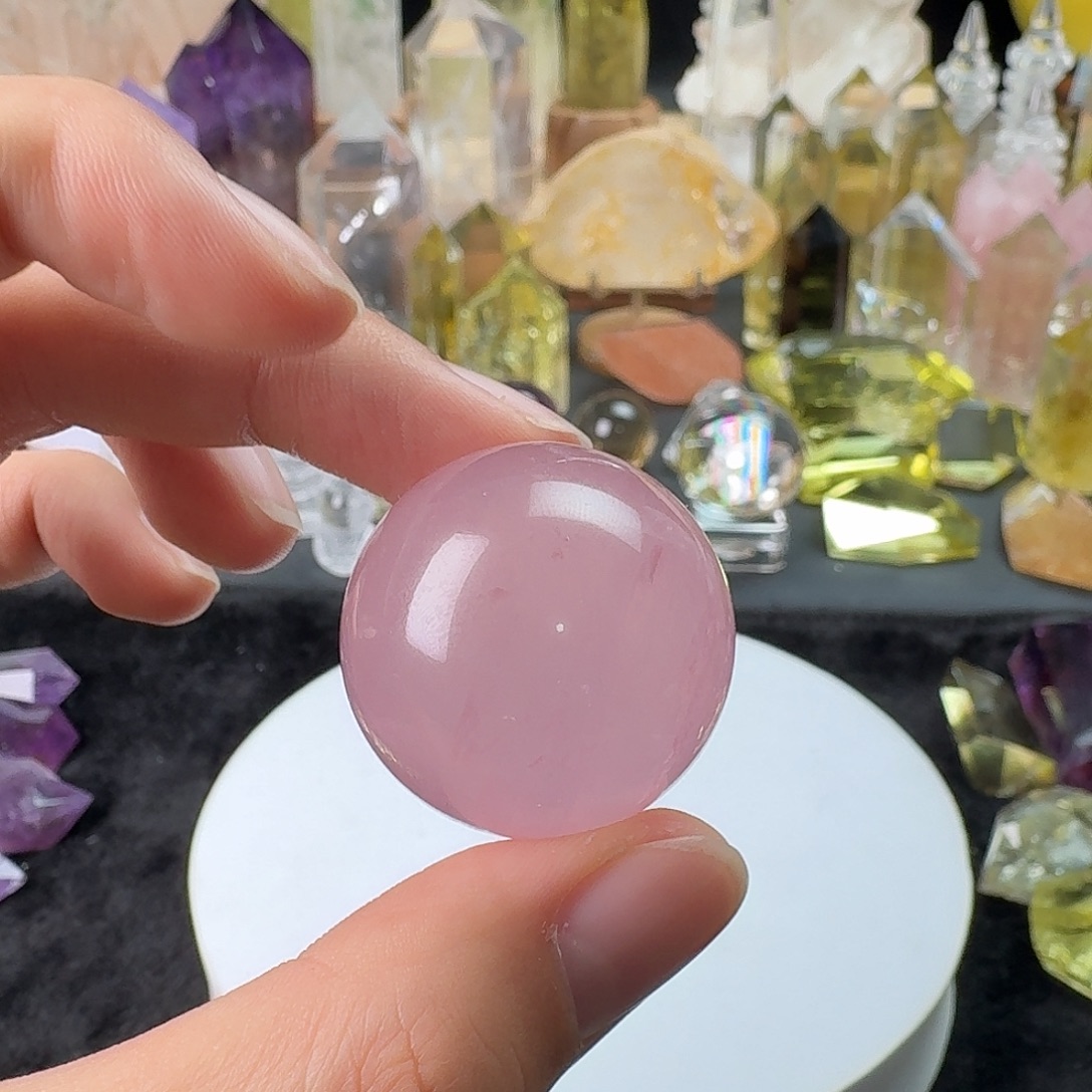 水晶珠宝半成品未镶嵌粉晶带六芒星光