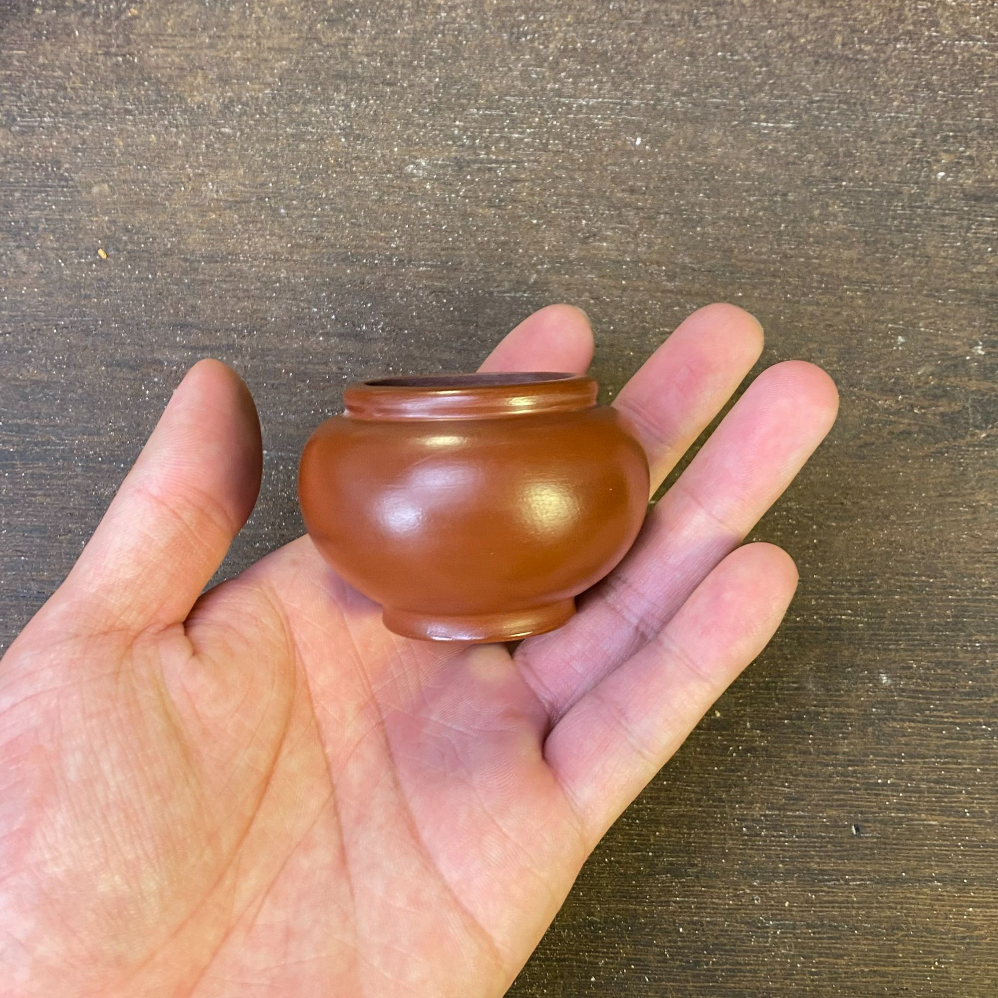 内长3.8cm-内高3.8cm朱泥小灯笼掌中宝拇指大红袍紫砂花盆