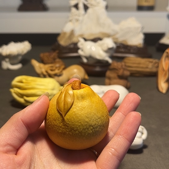 韩***子把件鹿骨手把件橘子手工