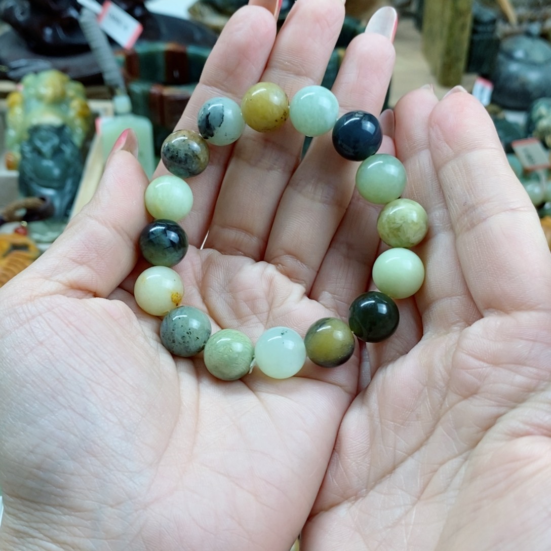 蛇纹石玉手链未镶嵌孩**爹