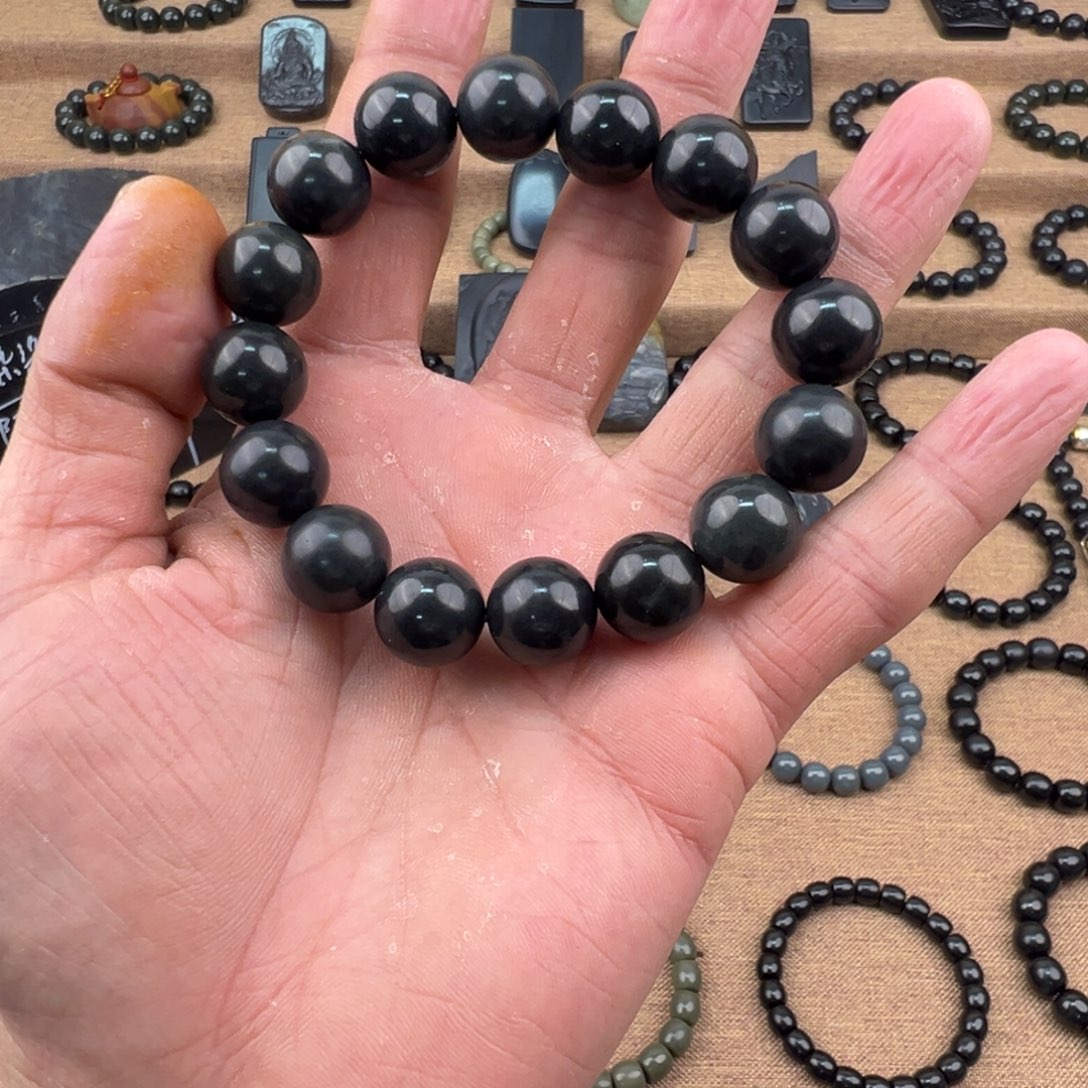 和田玉未镶嵌手串14圆珠手串