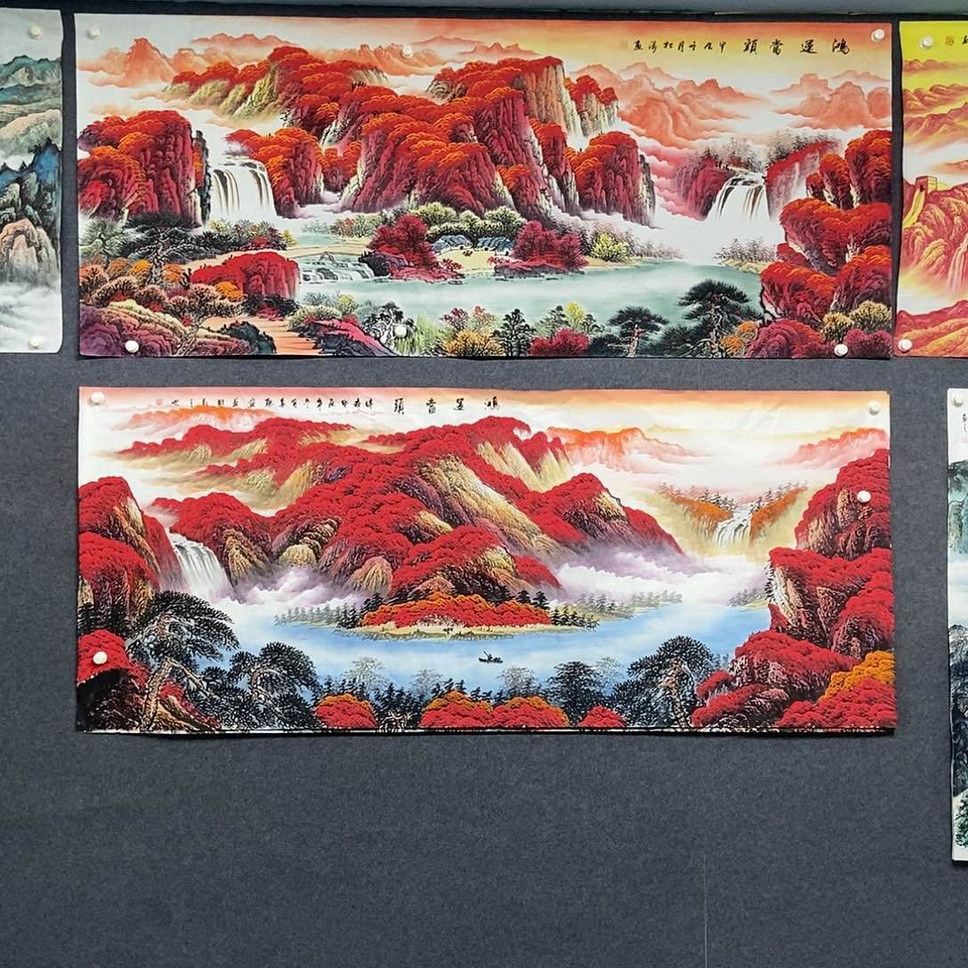 国画小八尺山水一副