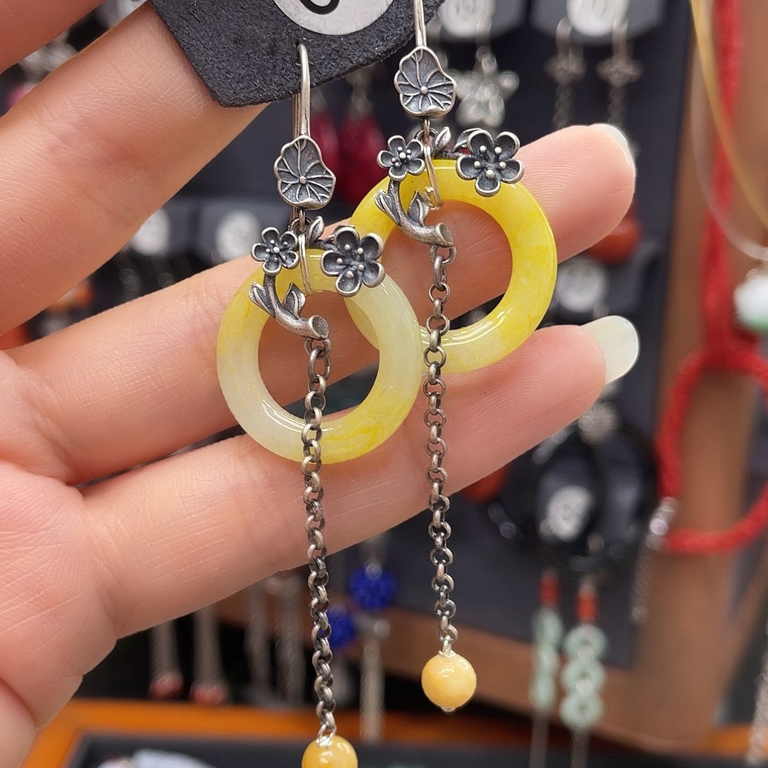 翡翠耳饰银S925镶嵌玄****音997fhbhhhh